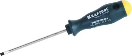 Отвертка KRAFTOOL, Cr-Mo-V закалённый стержень, двухкомпонентная противоскользящ рукоятка, SL 4,0x0,8x100мм 25007-4.0-100 купить в Уфе