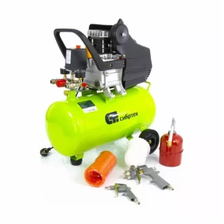 Компрессор масляный поршневой прямой привод с набором Сибртех КК-1500/24 ПЛЮС  58038 купить в Уфе