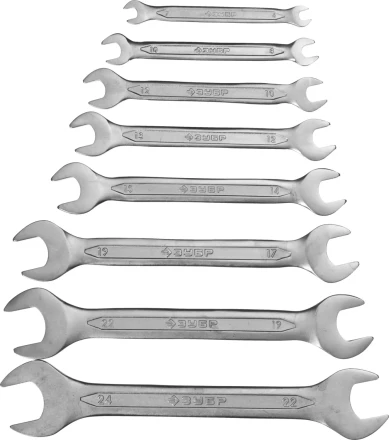Набор ЗУБР "МАСТЕР": Ключ гаечный рожковый, Cr-V сталь, хромированный, 6-24мм, 8шт 27010-H8 купить в Уфе