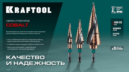 Ступенчатое сверло, сталь c кобальтом, спиральная проточка, НЕХ хвостовик 29691-4-20-9 купить в Уфе