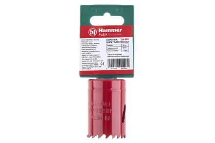 Коронка биметаллическая HAMMER Ф35х38мм 5/8&quot; BiMETALL (224-007) купить в Уфе