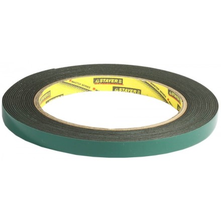 Двухсторонняя клейкая лента на вспененной основе, STAYER Professional 12233-09-05, черная, 9мм х 5м 12233-09-05 купить в Уфе