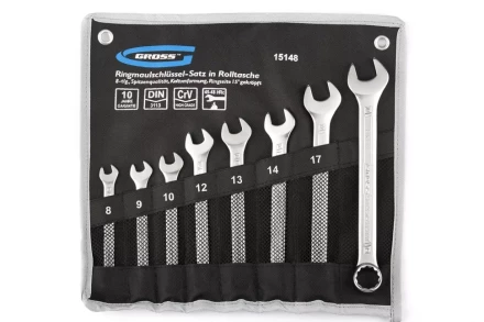 Набор ключей комбинированных 8-19 мм 8 шт CrV холодный штамп GROSS 15148 купить в Уфе