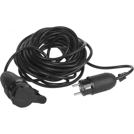 Удлинитель ЗУБР электрический, ПВС 3х1кв мм, черный, 1 гнездо, IP44, макс мощн 2200Вт, 20м 55016-20 купить в Уфе