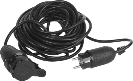 Удлинитель ЗУБР электрический, ПВС 3х1кв мм, черный, 1 гнездо, IP44, макс мощн 2200Вт, 20м 55016-20 купить в Уфе