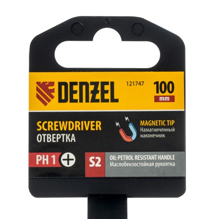Отвертка, PH1х100 мм, S2, 3к рукоятка Denzel 121747 купить в Уфе