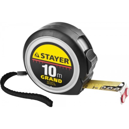 Рулетка STAYER GRAND, корпус с противоскользящим напылением, упрочненное полотно, 10м/25мм 552180 купить в Уфе