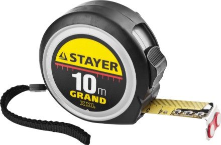 Рулетка STAYER GRAND, корпус с противоскользящим напылением, упрочненное полотно, 10м/25мм 552180 купить в Уфе