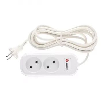 Удлинитель бытовой без заземления, 2*0,75мм*3м, 2 розетки, 6A, STERN 95721 купить в Уфе