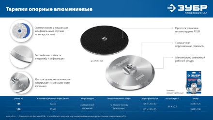 ЗУБР d 100 мм, М14, держатель алюминиевый для АГШК, ПРОФЕССИОНАЛ (35783-100) купить в Уфе