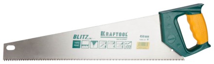 Ножовка по дереву (пила) KRAFTOOL BLITZ 450 мм, 7/8 TPI, быстрый рез поперек волокон, зубья - «S» : прямые 15005-45 купить в Уфе