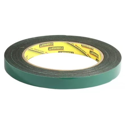 Двухсторонняя клейкая лента на вспененной основе, STAYER Professional 12233-12-05, черная, 12мм х 5м 12233-12-05 купить в Уфе