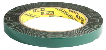 Двухсторонняя клейкая лента на вспененной основе, STAYER Professional 12233-12-05, черная, 12мм х 5м 12233-12-05 купить в Уфе
