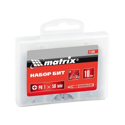 Набор бит Ph1 х 50 мм,сталь 45Х 10 штук в пласт. боксе MTX 113809 купить в Уфе