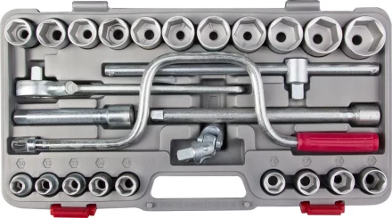 Набор торцовых головок НИЗ &quot;Шоферский инструмент №4&quot;, 1/2&quot;, сталь 40Х, в пластиковом кейсе, 26 предметов 2761-40 купить в Уфе