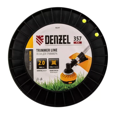 Леска для триммера витой квадрат, 2,0мм х 357м, на DIN катушке FLEX CORD// Denzel 96297 купить в Уфе