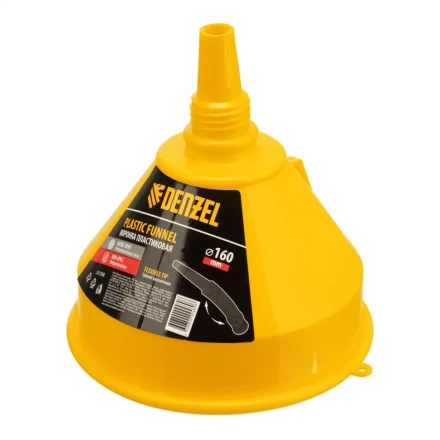 Воронка пластиковая 160 мм с металлическим ситом, непроливайкой и гибким наконечником Denzel 537208 купить в Уфе