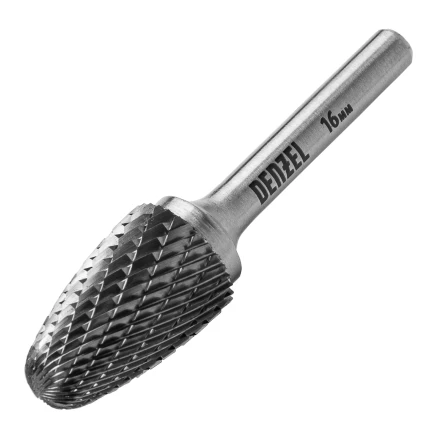 Борфреза по металлу твердосплавная Denzel, параболическая, тип-F, 16 мм 72046 купить в Уфе