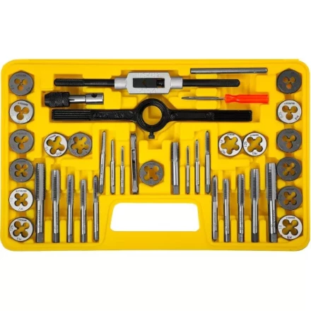 Набор метчиков и плашек STAYER &quot;MASTER&quot;, плашки 17шт, метчики 17шт, метчикодерж. 2шт, плашкодерж. 1шт, резьбомер 1шт, отвертка 1шт, 40 предметов 2805-H40_z01 купить в Уфе