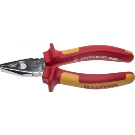 Плоскогубцы &quot;ELECTRO-KRAFT&quot;, Cr-Mo сталь, двухкомпонентная маслобензостойкая рукоятка, хромированное покрытие, 160мм, KRAFTOOL 2202-1-16 2202-1-16_z01 купить в Уфе