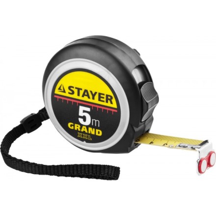 Рулетка STAYER GRAND, корпус с противоскользящим напылением, упрочненное полотно, 5м/19мм 552021 купить в Уфе