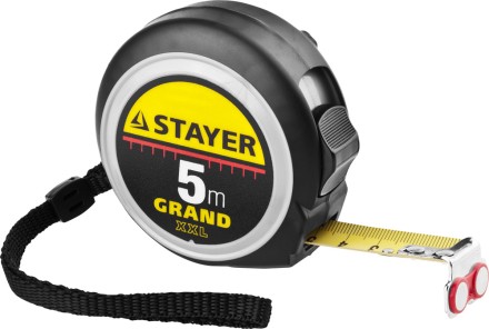 Рулетка STAYER GRAND, корпус с противоскользящим напылением, упрочненное полотно, 5м/19мм 552021 купить в Уфе