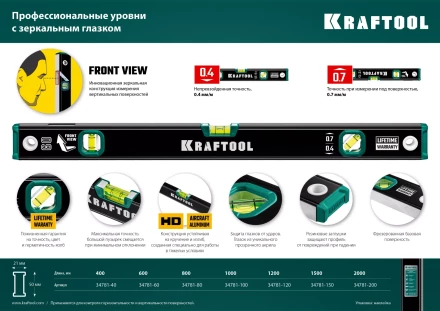 Профессиональный уровень с зеркальным глазком KRAFTOOL 34781-120 купить в Уфе