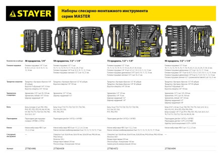 Набор слесарно-монтажного инструмента STAYER &quot;MASTER&quot;, 94 предмета 27760-H94 купить в Уфе