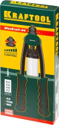 Заклепочник двуручный силовой компактный, KRAFTOOL &quot;MaxKraft-64&quot; 31160, для заклёпок d=3,2-6,4 мм из Al, стали, нерж стали, усил литой корпус 31160 купить в Уфе