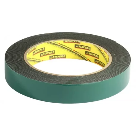 Двухсторонняя клейкая лента на вспененной основе, STAYER Professional 12233-19-05, черная, 19мм х 5м 12233-19-05 купить в Уфе