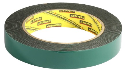 Двухсторонняя клейкая лента на вспененной основе, STAYER Professional 12233-19-05, черная, 19мм х 5м 12233-19-05 купить в Уфе