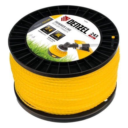 Леска для триммера витой квадрат, 2,4мм х 243м, на DIN катушке FLEX CORD// Denzel 96298 купить в Уфе