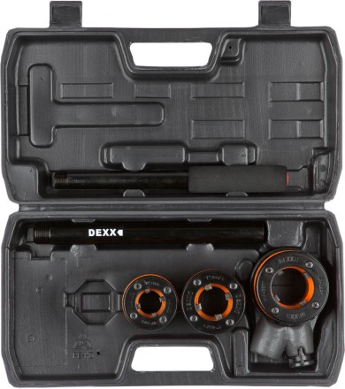Набор DEXX: Клуппы трубные, с трещоткой 620мм, №3: 1/2&quot;, 3/4&quot;, 1&quot; 28280-H3 купить в Уфе