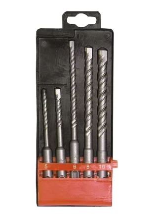 Набор буров по бетону 5-6х110 6-8-10х160 мм 5 шт в пластиковой коробке SDS PLUS MATRIX 71095 купить в Уфе