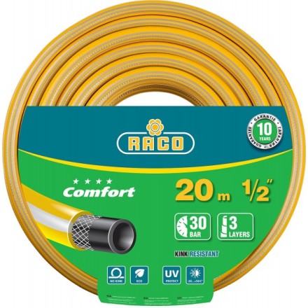 Шланг RACO &quot;COMFORT&quot; поливочный, 30атм., армированный, 3-х слойный, 1/2&quot;х20м 40303-1/2-20 купить в Уфе