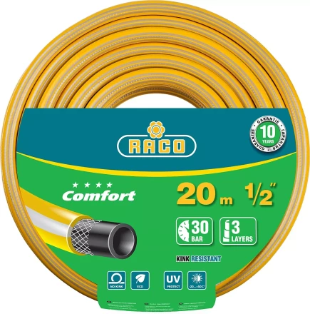 Шланг RACO &quot;COMFORT&quot; поливочный, 30атм., армированный, 3-х слойный, 1/2&quot;х20м 40303-1/2-20 купить в Уфе