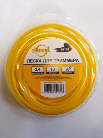 Леска для триммера квадратная витая 2.4мм х 10м  Denzel Россия 96175 купить в Уфе
