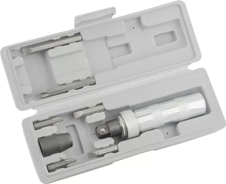 Отвертка ударно-поворотная 1/2&quot;, набор бит, 6 шт., в пласт. боксе  MATRIX 11575 купить в Уфе