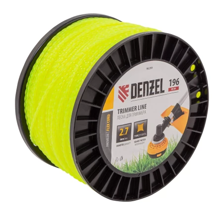 Леска для триммера витой квадрат, 2,7мм х 196м, на DIN катушке FLEX CORD// Denzel 96299 купить в Уфе