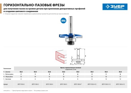 ЗУБР 50.8 x 2 мм, хвостовик 8 мм, фреза горизонтально-пазовая, Профессионал (28757-50.8-2) купить в Уфе