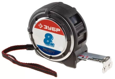 Рулетка ЗУБР "ЭКСПЕРТ" "АНТЕЙ", металлический обрезиненный корпус, полотно с нейлоновым напылением, 8мх25мм 34053-08-25 купить в Уфе