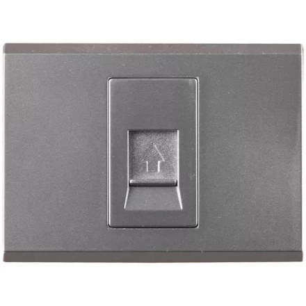 Розетка СВЕТОЗАР &quot;ЭФФЕКТ&quot; телефонная, одинарная, без вставки и рамки, цвет светло-серый металлик SV-54417-SM купить в Уфе