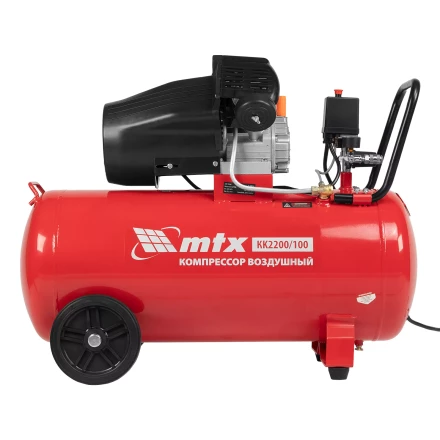 Компрессор воздушный MTX КК-2200/100, 2,2 кВт, 350 л/мин, 100 л, прямой привод, масляный купить в Уфе