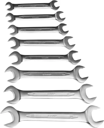 Набор ЗУБР &quot;ПРОФИ&quot;: Ключи гаечные рожковые, Cr-V сталь, хромированные, 8х24мм, 8шт 27021-H8 купить в Уфе
