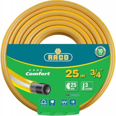 Шланг RACO &quot;COMFORT&quot; поливочный, 30атм., армированный, 3-х слойный, 3/4&quot;х25м 40303-3/4-25 купить в Уфе