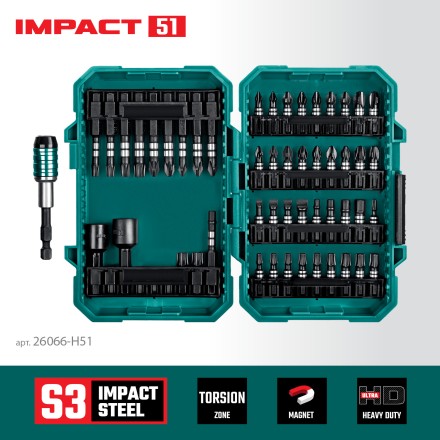 Набор ударных торсионных бит KRAFTOOL Impact, Cr-Mo-V-Nb сталь 26066-H51 купить в Уфе