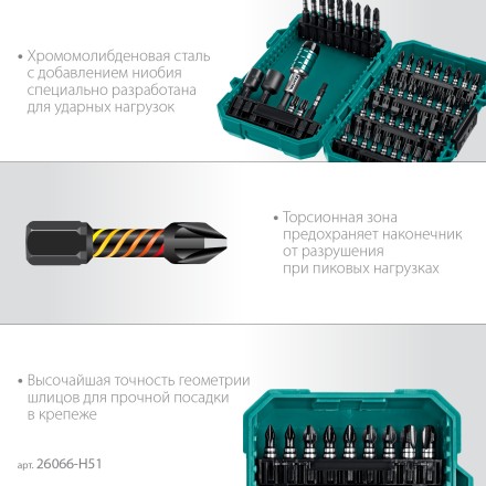 Набор ударных торсионных бит KRAFTOOL Impact, Cr-Mo-V-Nb сталь 26066-H51 купить в Уфе