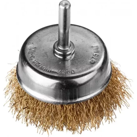 DEXX. Щетка чашечная для дрели, витая стальная латунированная проволока 0,3мм, 75мм 35109-075 купить в Уфе