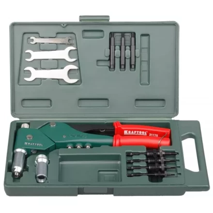 Заклепочник поворотный 0-360°, KRAFTOOL &quot;RX-33&quot; 31178, резьбовые М3, М4, М5, М6, вытяжные d=2,4-4,8 мм, штифты М4, М5, М6 из Al, стали, нерж стали 31178 купить в Уфе