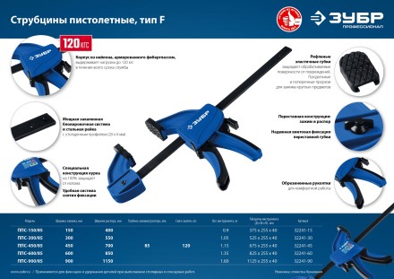 ЗУБР ППС-60/85, 600 х 85 мм, пистолетная струбцина, Профессионал (32241-60) купить в Уфе